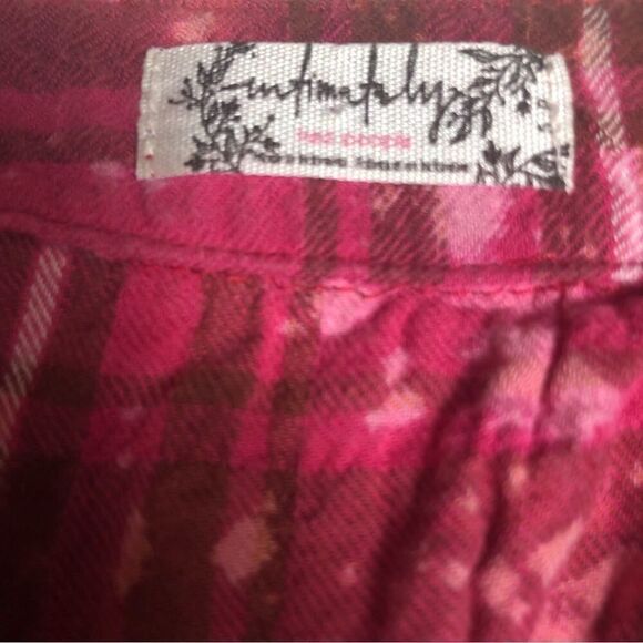 Anthropologie Plaid Oversized Fuchsia Pink Blouse - Picture 4 of 13
